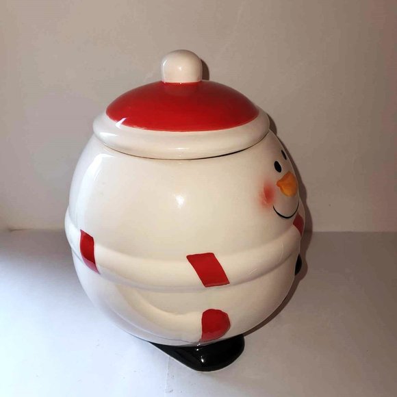 Roly Poly Ceramic Snowman Cookie Jar Tii Collections  9-1/2 Inch - Picture 3 of 10